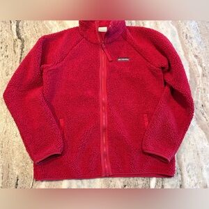 Columbia Jacket Womens Medium Red Sherpa Fleece Full Zip High Pile
